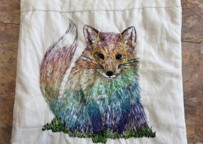 Emily's Thread Painting on Fox Bag